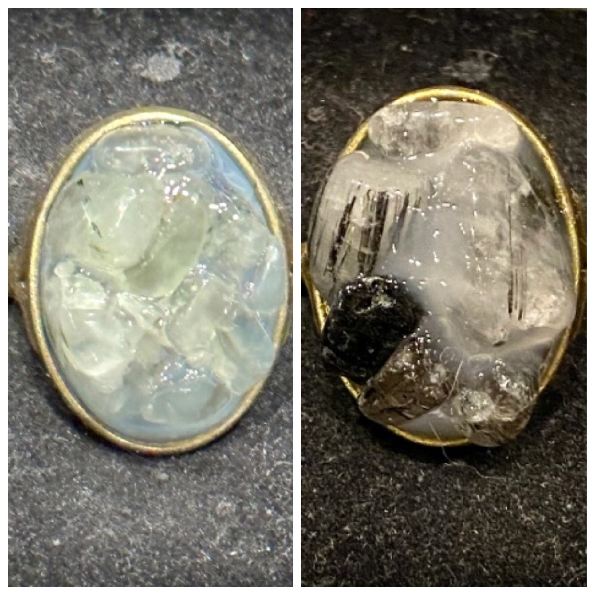 Antique Bronze, Prehnite, Rutilated Quartz, Size 7, Ring