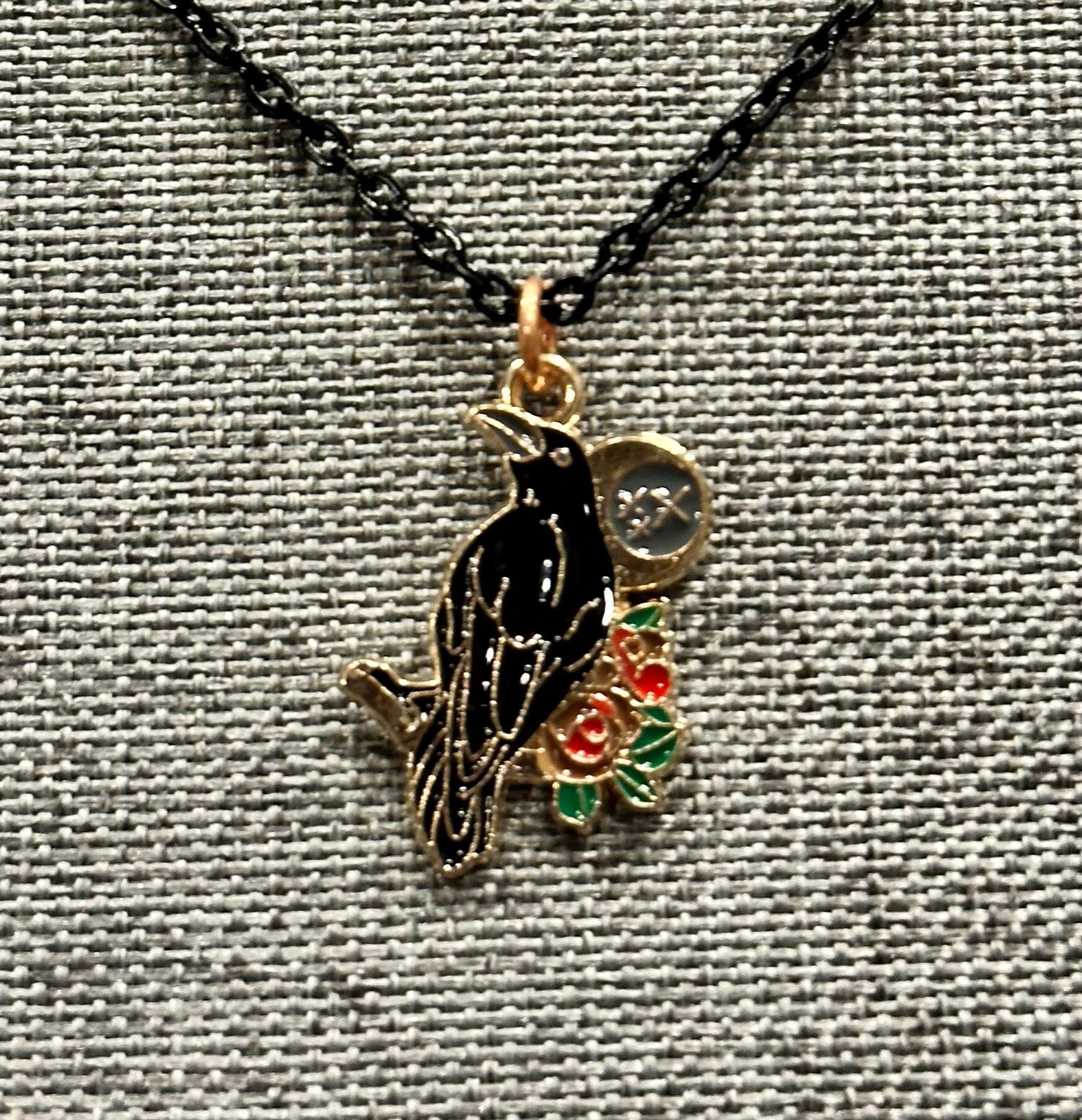 Rose Gold, Raven, Black, Pendant, Necklace