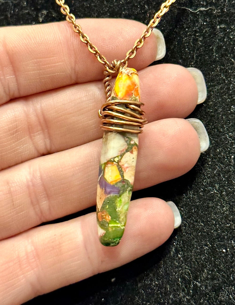 Thumbnail: Impression Jasper, Wire Wrapped, Wand, Pendant, Necklace