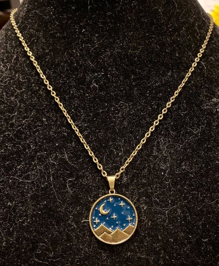 Thumbnail: When It’s Dark, Look For Stars, Gold, Antique Bronze, Enjoy The Journey, Pendan