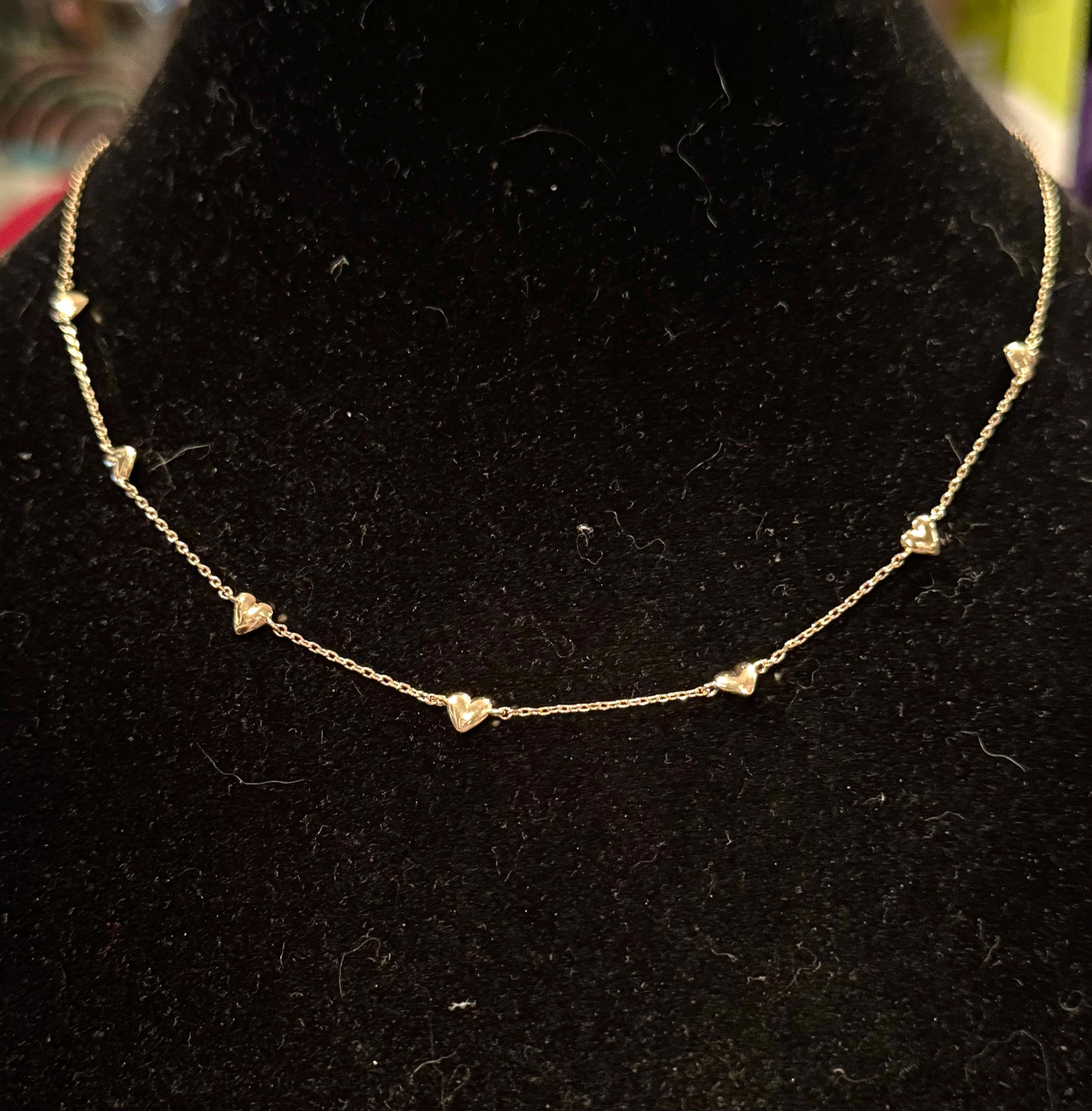 Gold, Heart, Simple, Small, 15 Inch Necklace