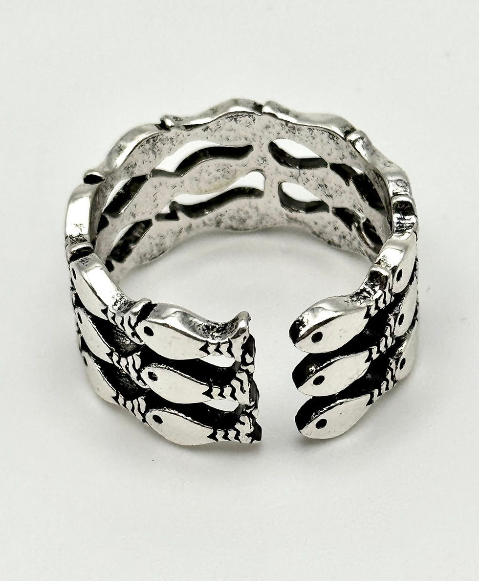 Thumbnail: Silver, Fish, Swim Against The Crowd, Adjustable, Ring