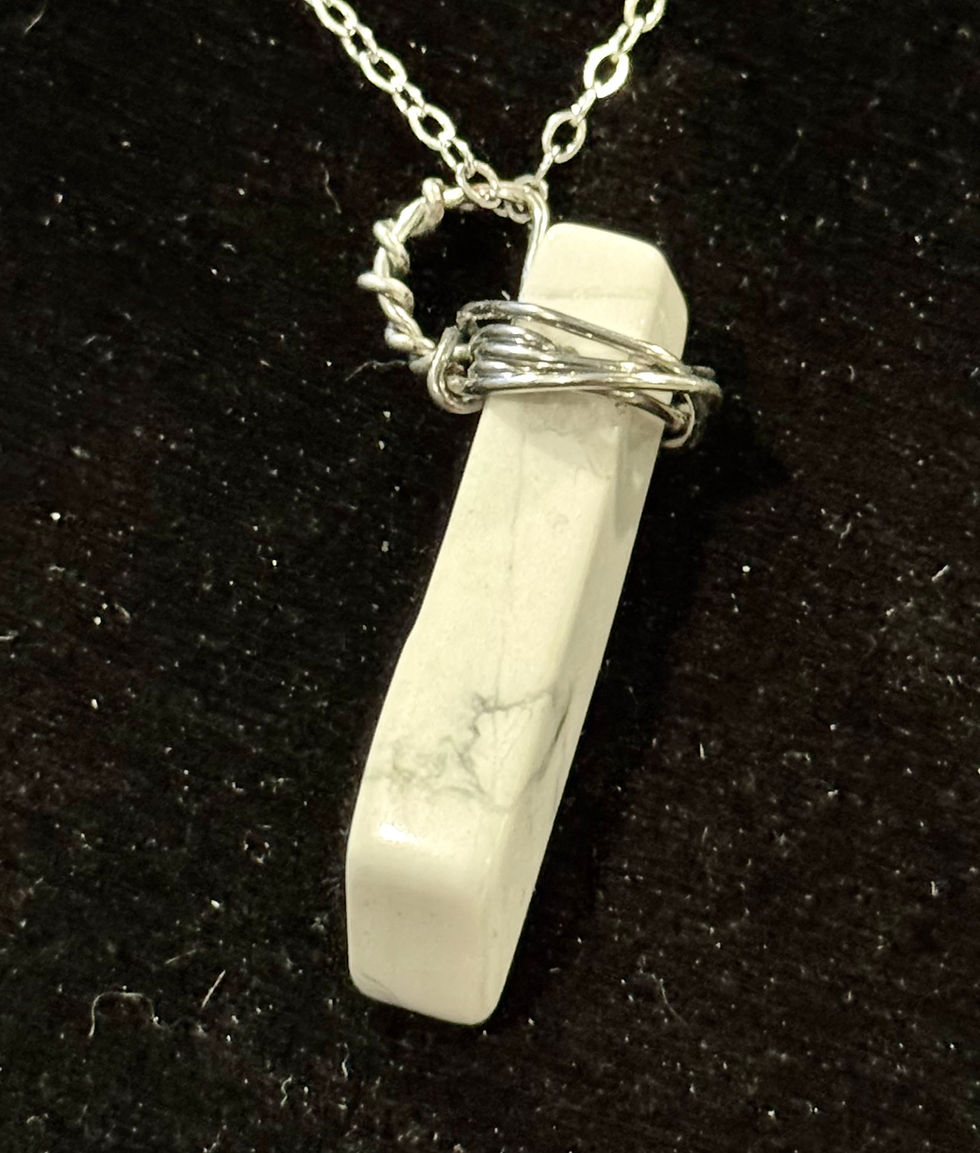 Thumbnail: Howlite, Wire Wrapped, Pendant, Necklace