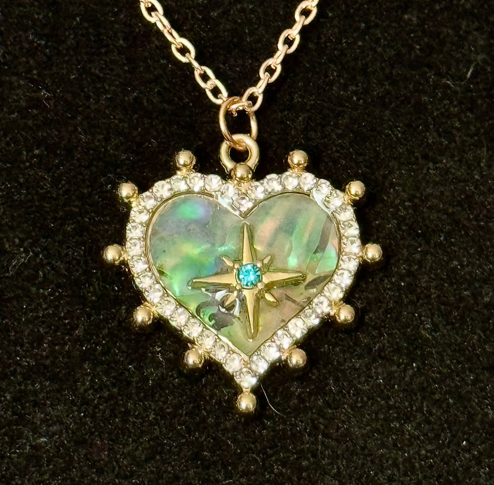 Thumbnail: Abalone Shell, Heart, Star, Rhinestone, Rose Gold, Necklace