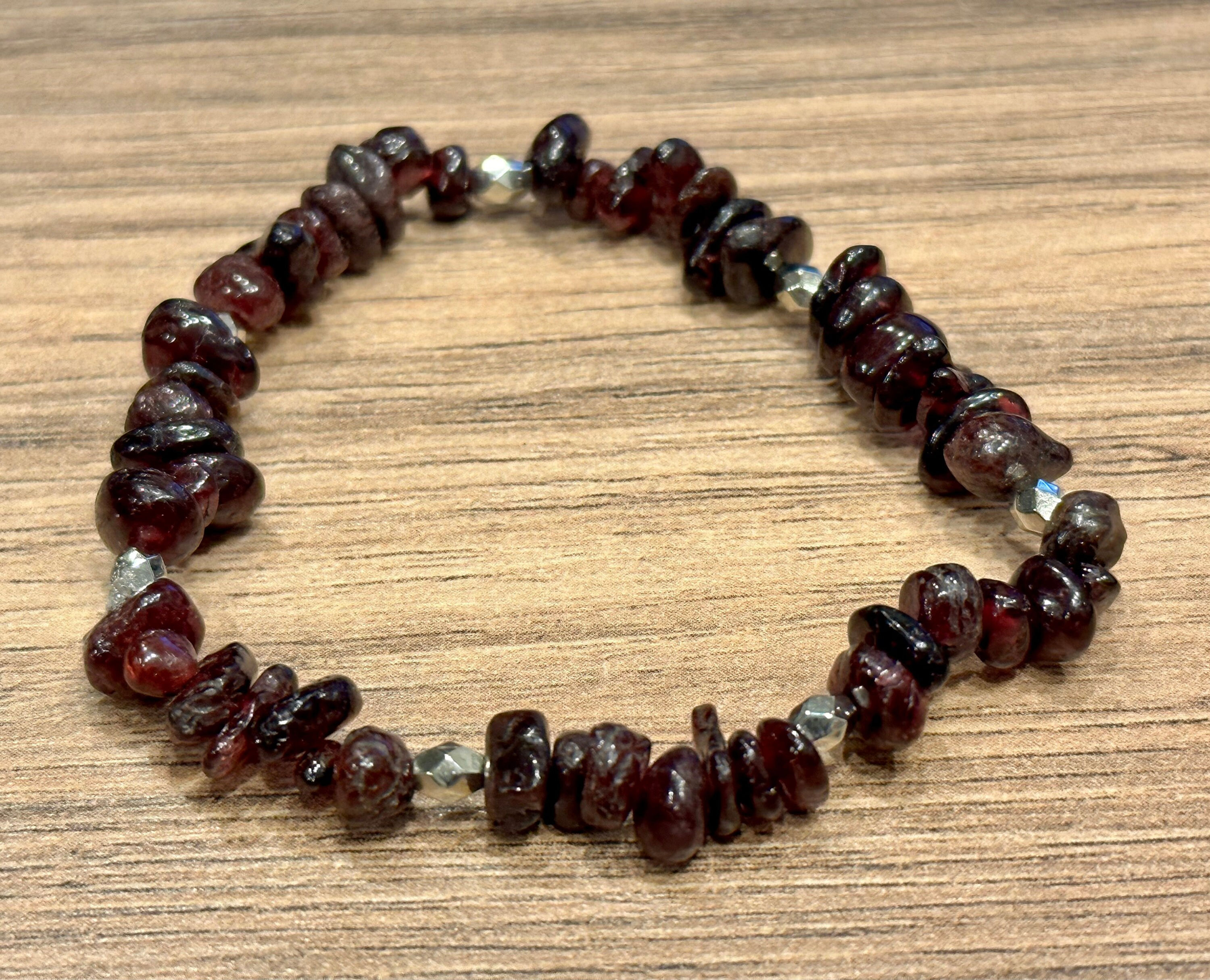 Garnet Stone, Adjustable, Stretchy, Bracelet
