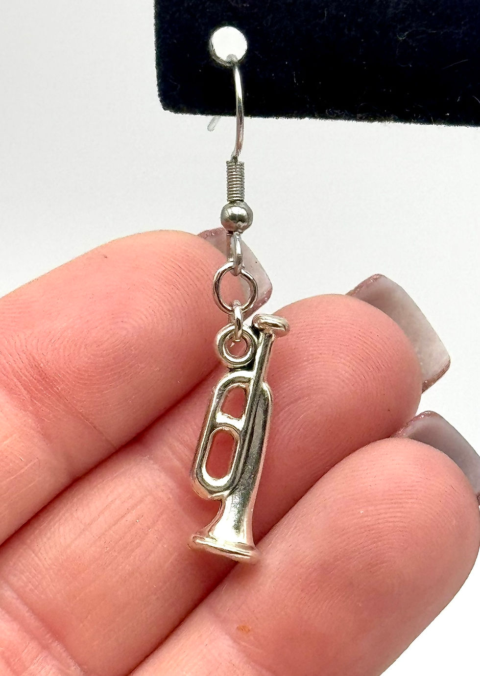 Thumbnail: Trumpet, Silver, Dangle, Earrings
