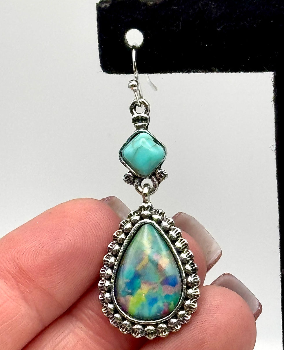 Thumbnail: Faux, Gemstone, Silver, Dangle, Earrings