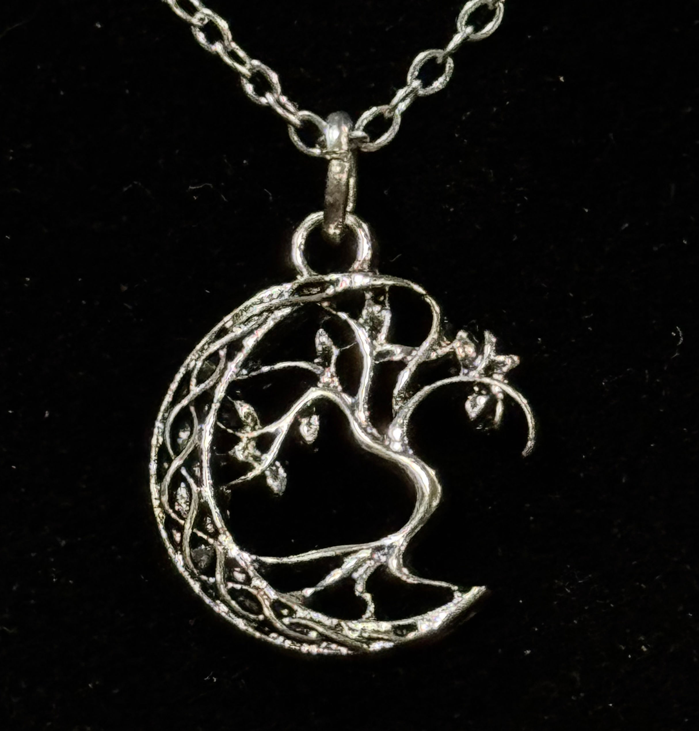Crescent, Moon, Tree of Life, Silver, Pendant, Necklace