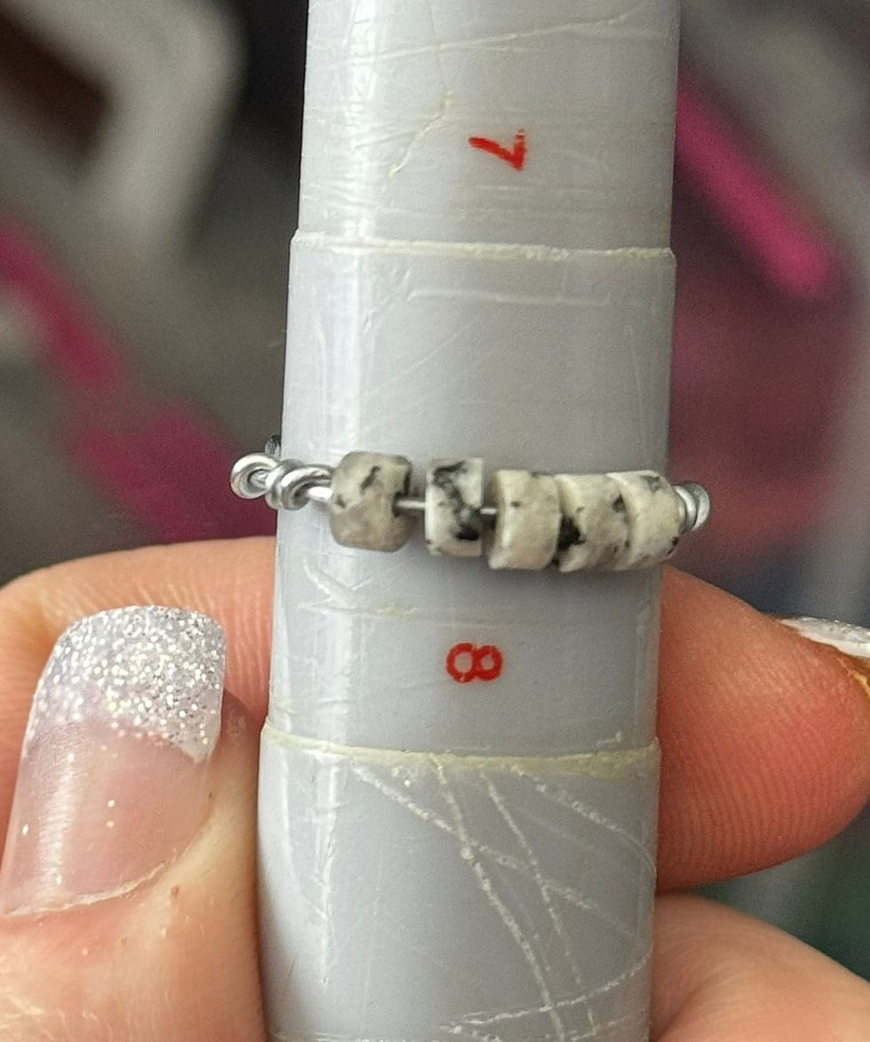 Thumbnail: Silver, Wire Wrapped, Magnesite, Gemstone, Size 7.5, Ring