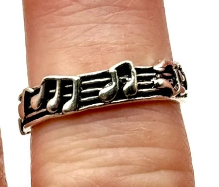 Thumbnail: Silver, Music Notes, Adjustable, Ring