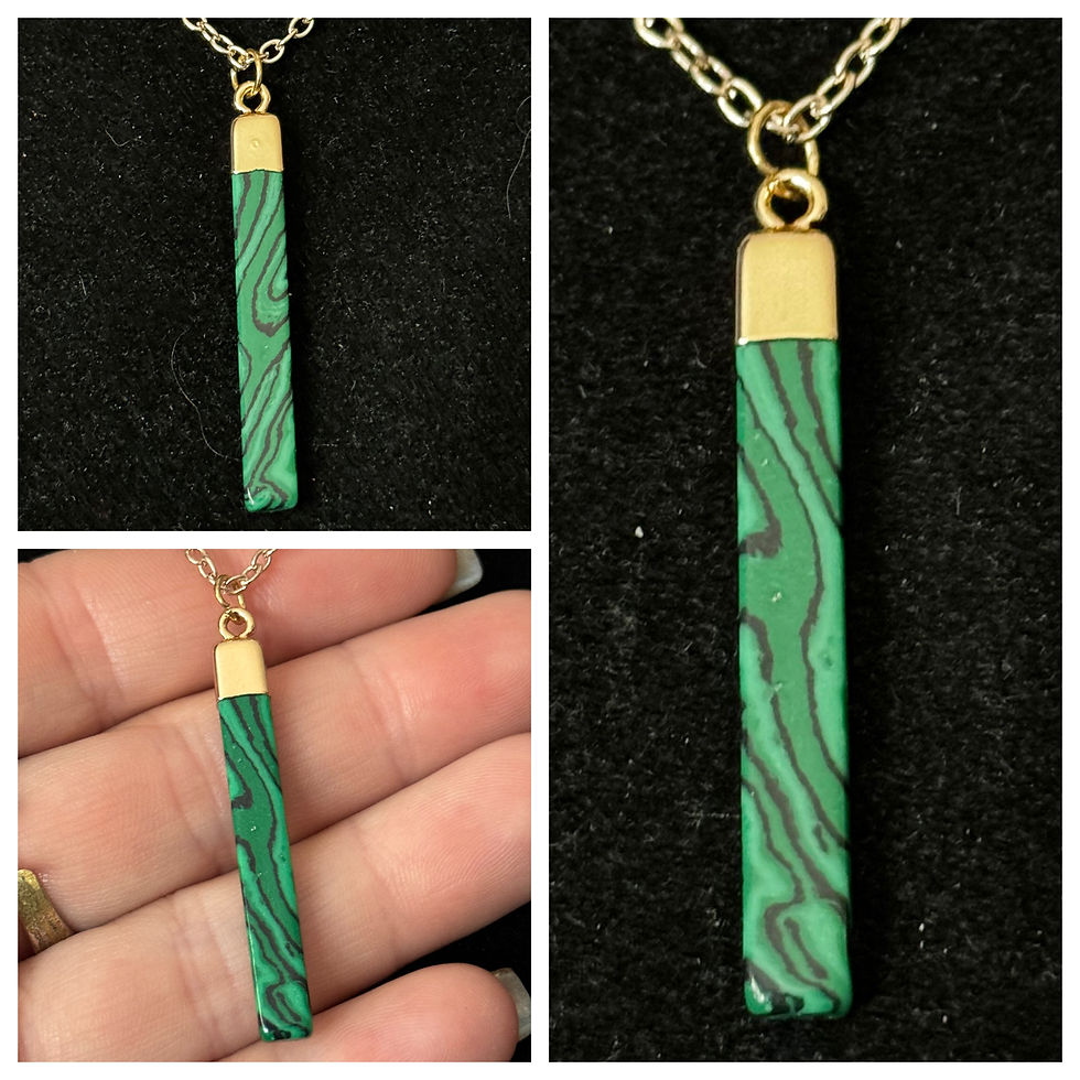 Thumbnail: Gold, Malachite, Wand, Pendant, Necklace