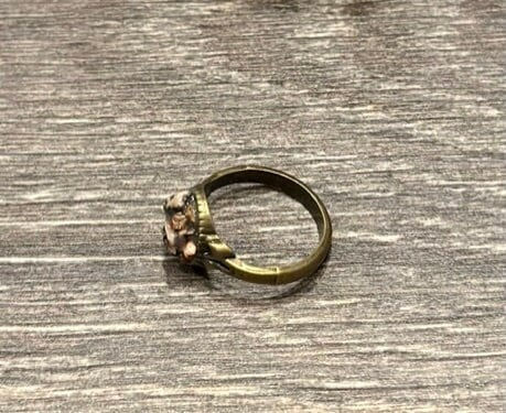 Thumbnail: Water Sapphire, Citrine, Leopard Skin Jasper, Antique Bronze, Size 6, Ring