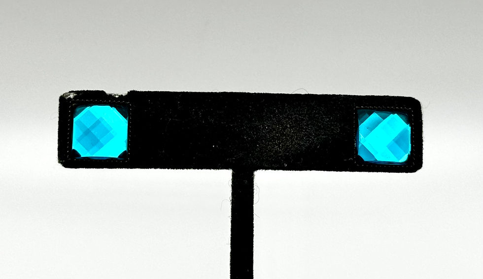 Thumbnail: Green, Blue, Square, Antique Bronze, Post, Stud, Earrings