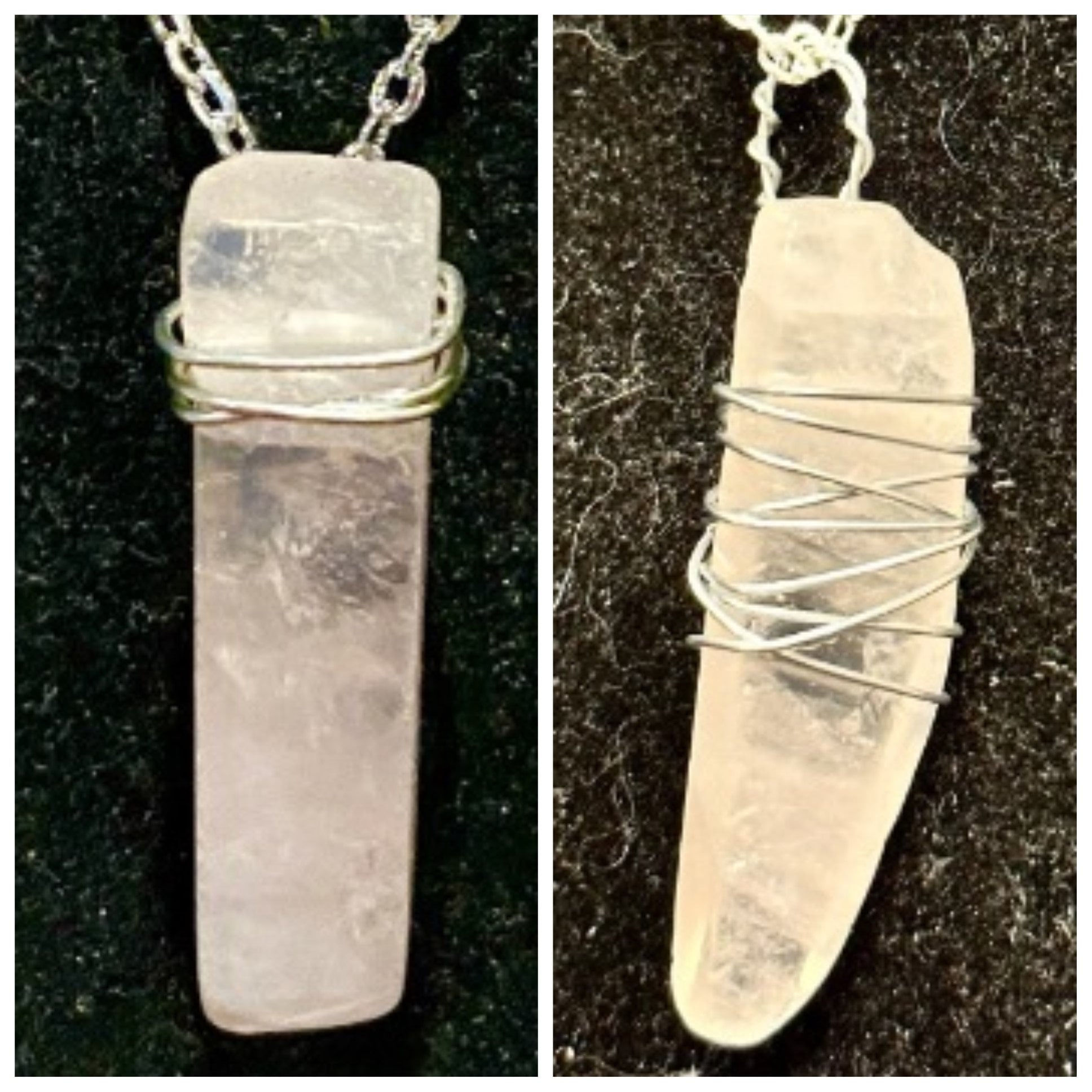 Rose Quartz, Silver, Wire Wrapped, Pendant, Necklace