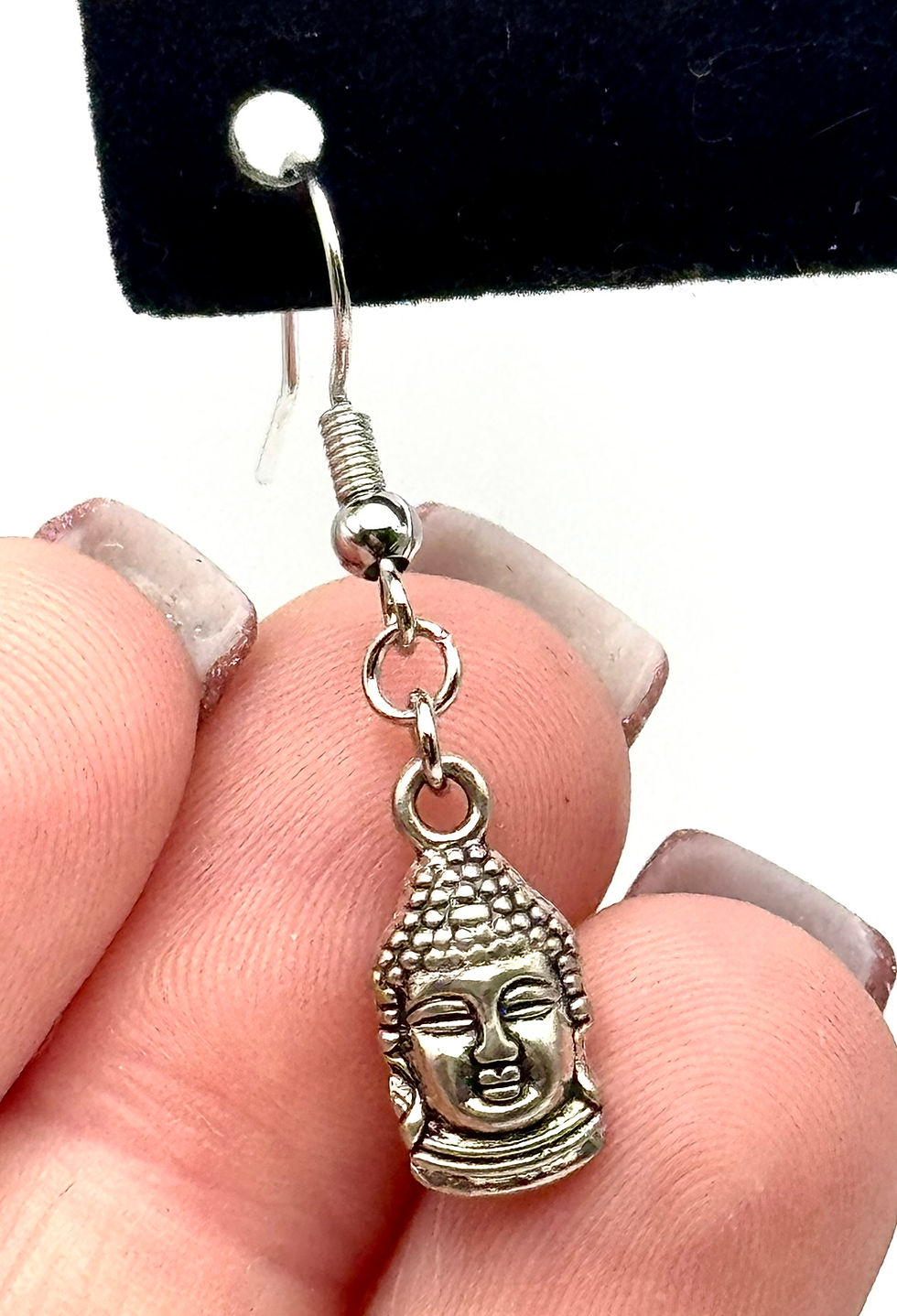 Thumbnail: Buddha, Silver, Dangle, Earrings