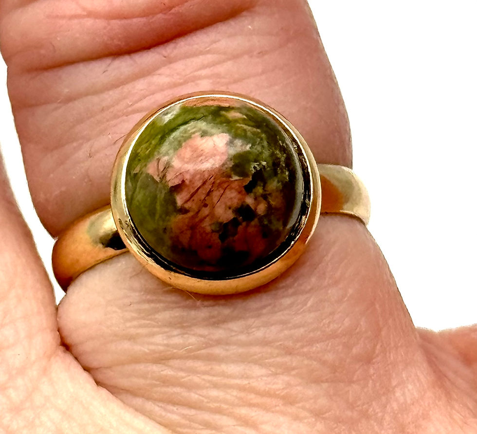 Thumbnail: Unakite, Jasper, Round, Adjustable, Ring