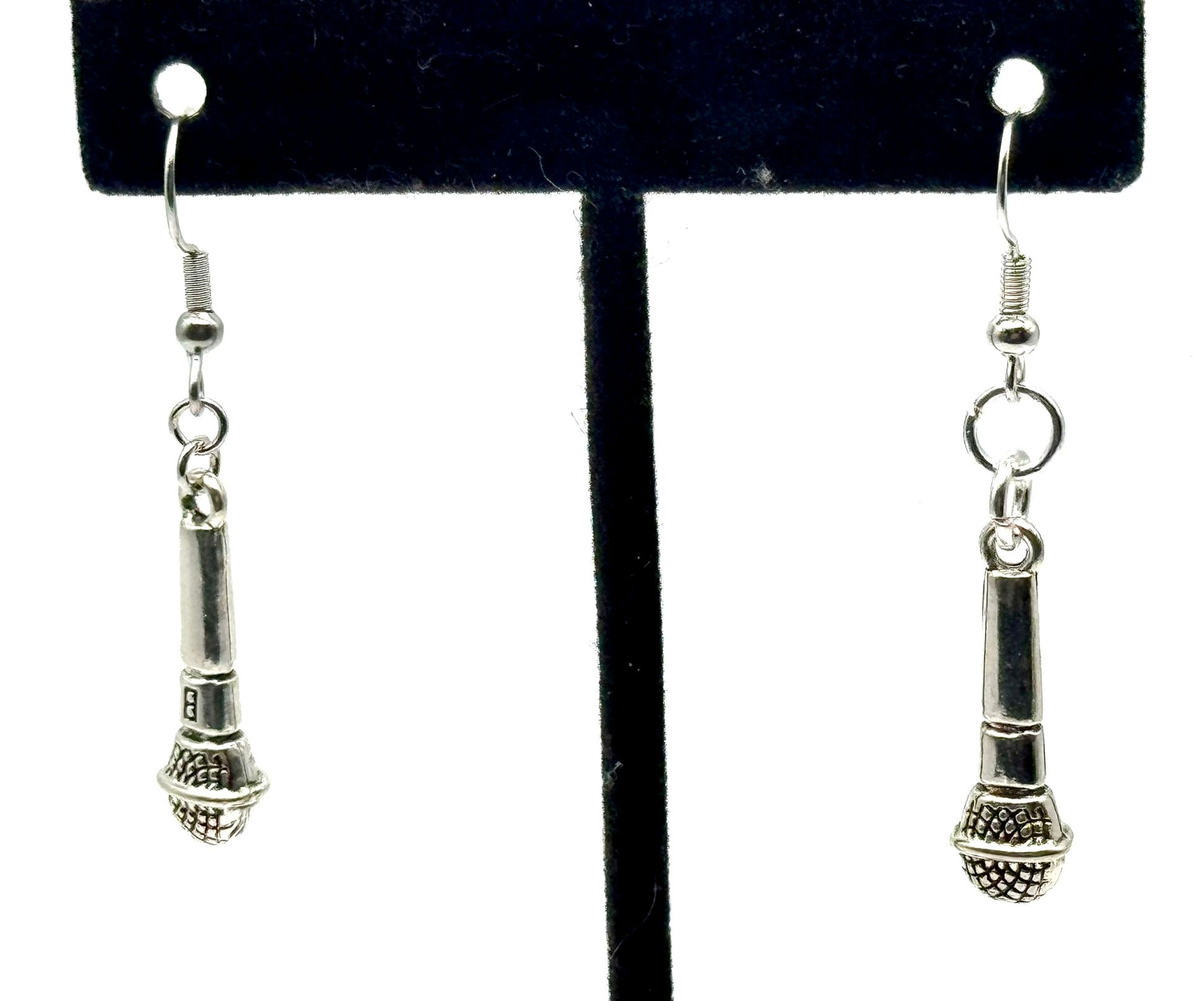 Microphone, Silver, Dangle, Earrings