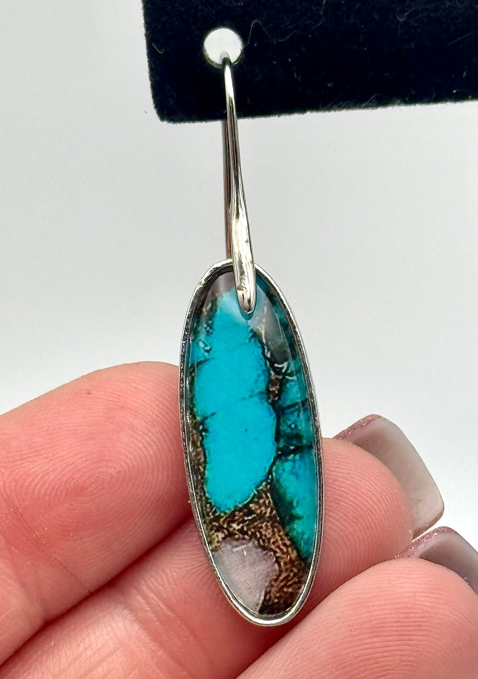 Thumbnail: Faux, Gemstone, Silver, Dangle, Earrings