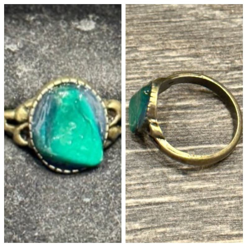 Thumbnail: Emerald, Malachite, Ruby in Zoisite, Peridot, Antique bronze, Size 6, Ring
