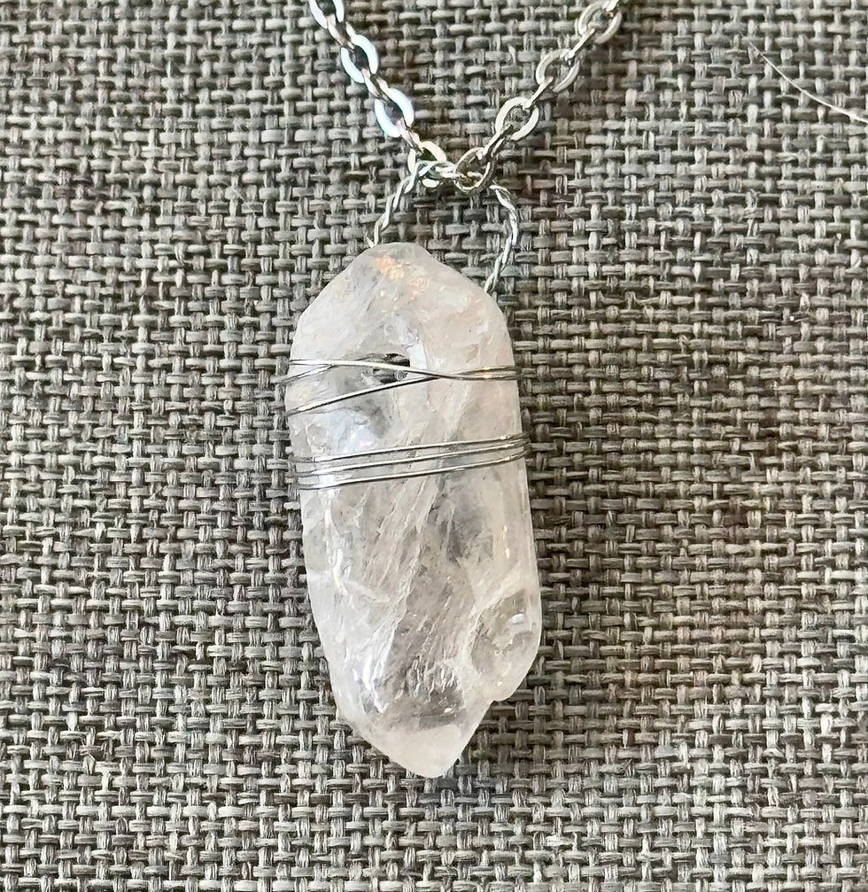 Thumbnail: Spirit Quartz, Wire Wrapped, Pendant, Necklace