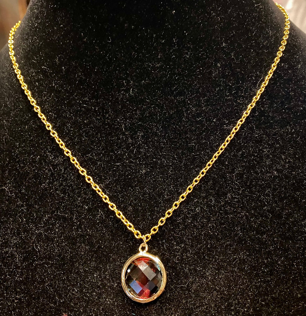 Thumbnail: Gold, Multicolored, Glass, Gem, Pendant, Necklace