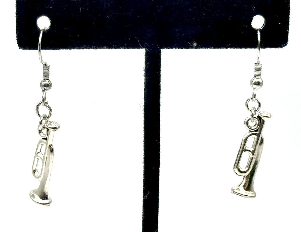 Thumbnail: Trumpet, Silver, Dangle, Earrings