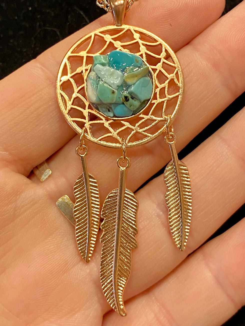 Thumbnail:  Rose Gold, Turquoise, Dreamcatcher, Pendant, Resin, 18 Inch, 24 Inch, Necklace