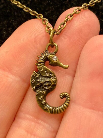 Thumbnail: Steampunk, Starfish, Gears, Antique Bronze, Pendant, Necklace