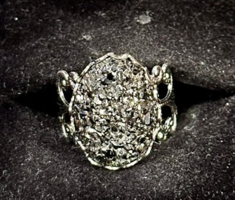 Thumbnail: Silver, Adjustable, Filigree, Faux, Druzy, Rings