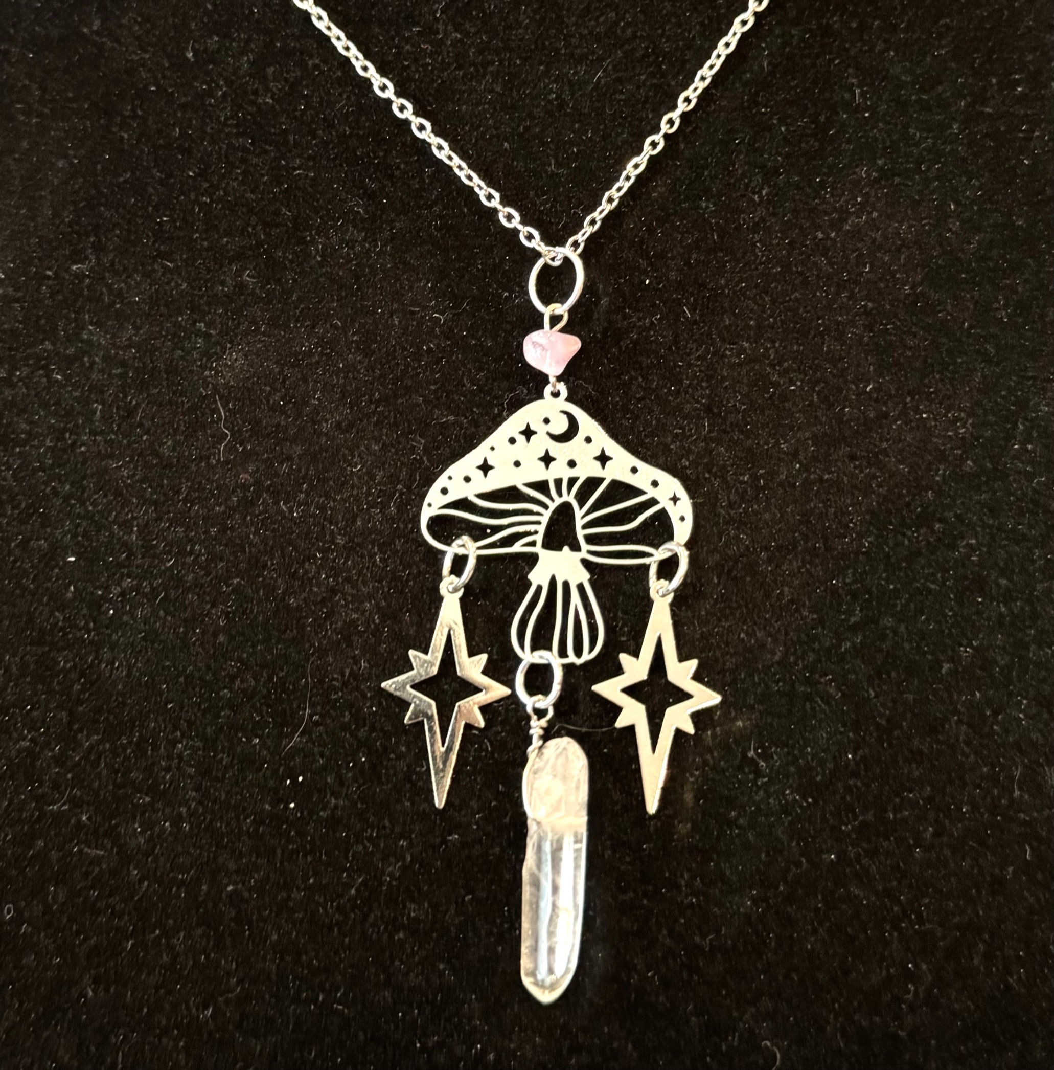 Mushroom & Clear Quartz Necklace