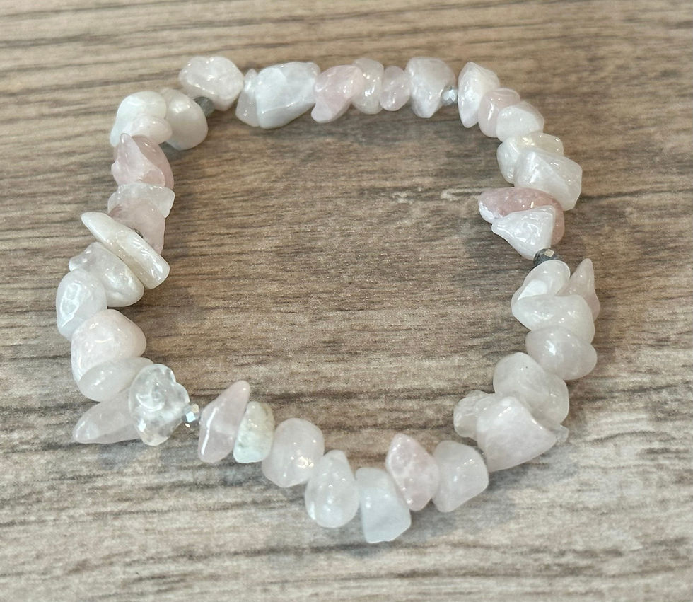 Rose Quartz, Beaded, Gemstone, Chip, Nugget, Adjustable, Bracelet