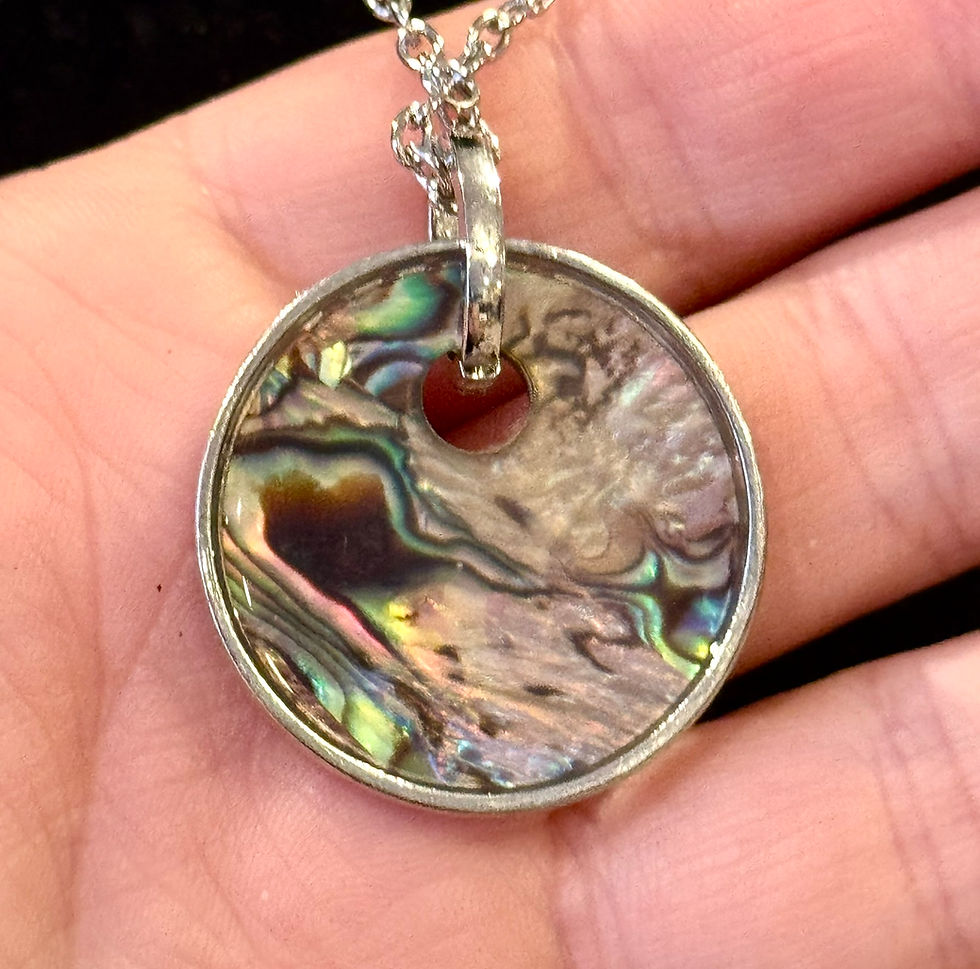 Thumbnail: Silver, Rhinestone, Sun, Abalone Shell, Pendant, Necklace