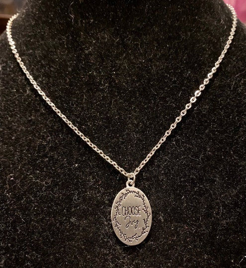 Thumbnail: Choose Joy, Rose Gold, Silver, Heart, Pendant, Necklace - SerenityGraceJewelry