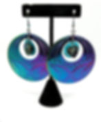 Large, Iridescent, Abalone Shell, Heart, Round, Dangle, Earrings - SerenityGraceJewelry