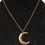 Thumbnail: Antique Bronze, Moon, Crushed Stone, Crescent, Pendant, Necklace