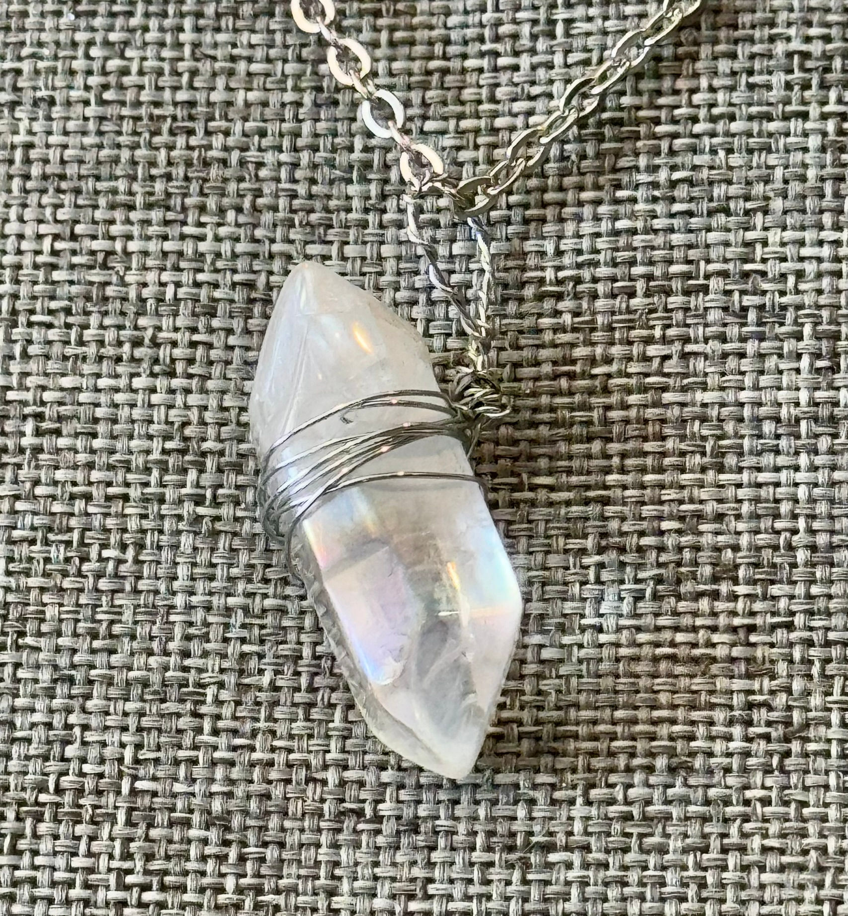 Spirit Quartz, Wire Wrapped, Pendant, Necklace