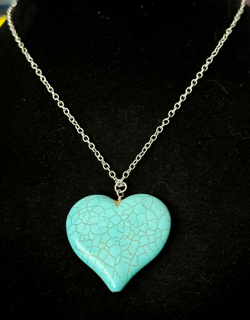 Large, Turquoise, Heart, Pendant, 18 Inch Necklace, 20 Inch Necklace, 24 Inch Necklace