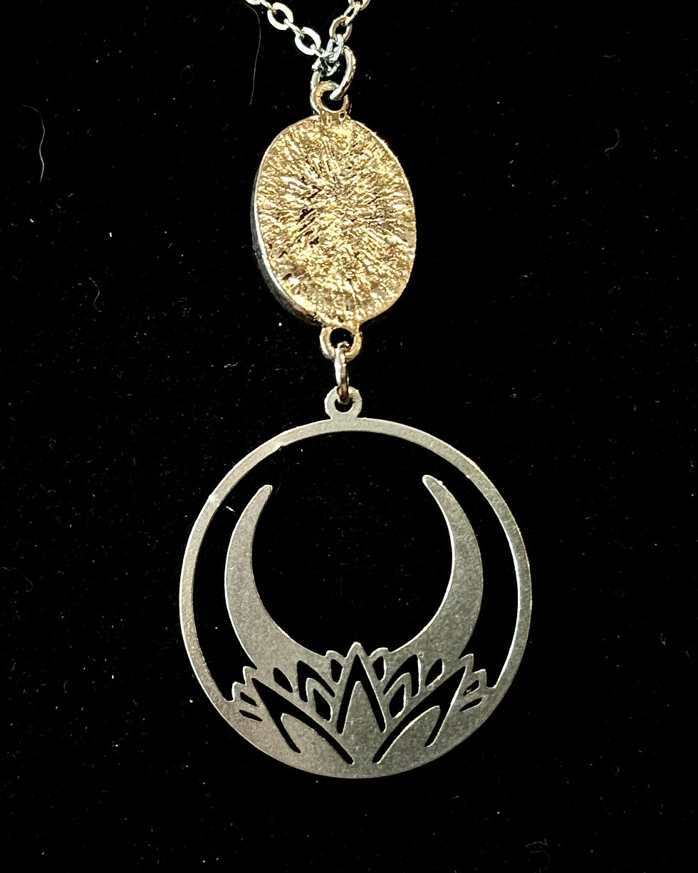 Thumbnail: Ruby, Crescent, Moon, Lotus, Flower, Silver, Pendant, 18 Inch Necklace, 24 Inch Necklace, 20 Inch Necklace