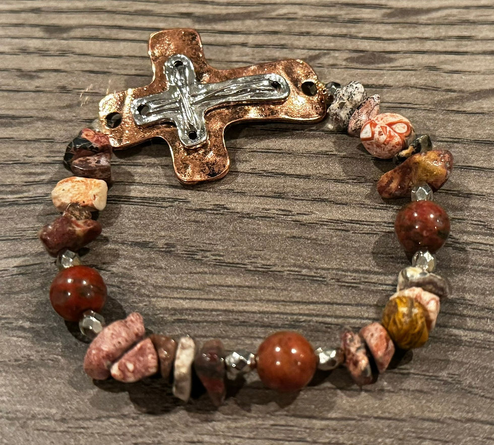 Thumbnail: Gold, Silver, Copper, Cross, Tiger's Eye, Sunstone, Flower, Leopard Skin, Jaspe
