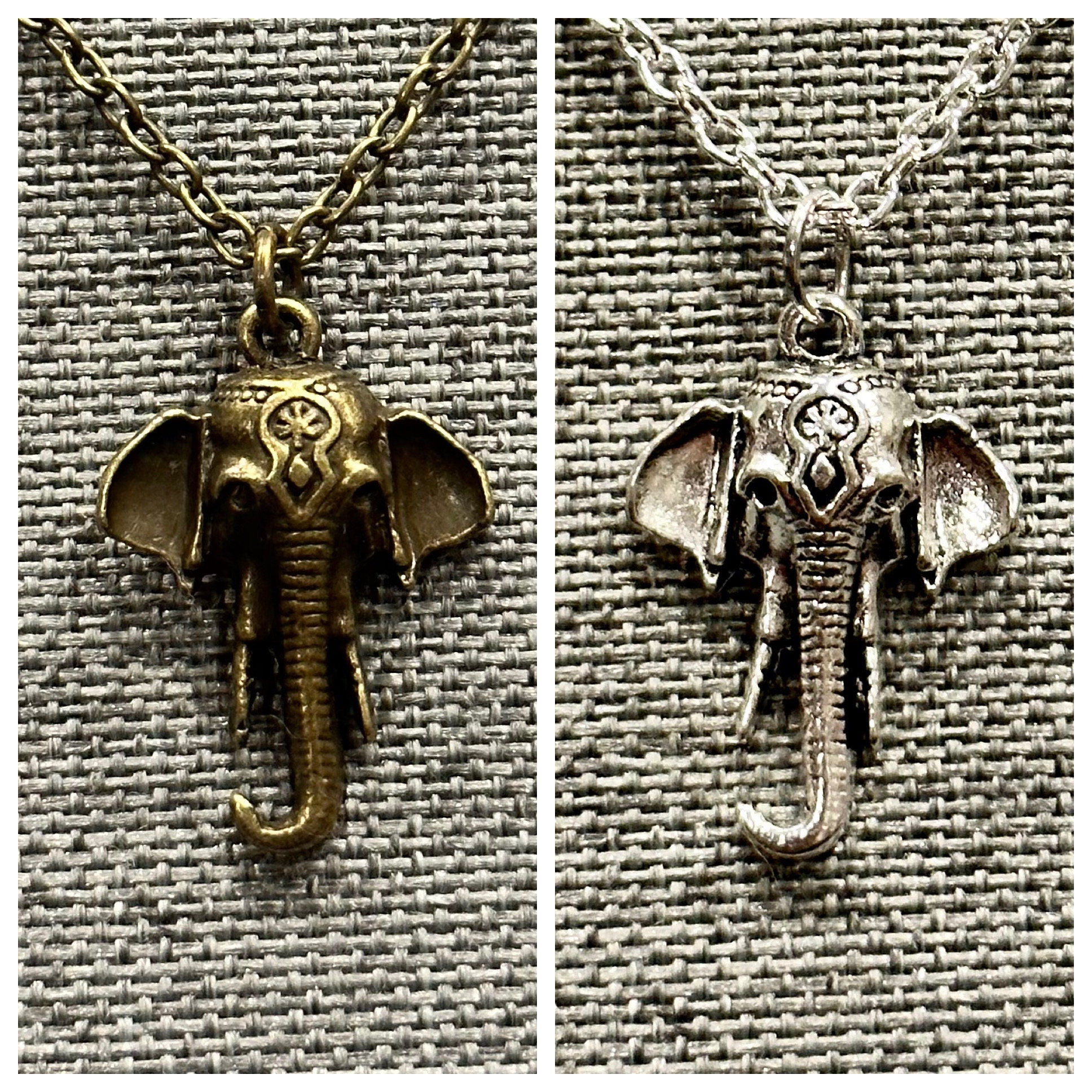 Silver, Antique Bronze, Elephant, Pendant, Necklace