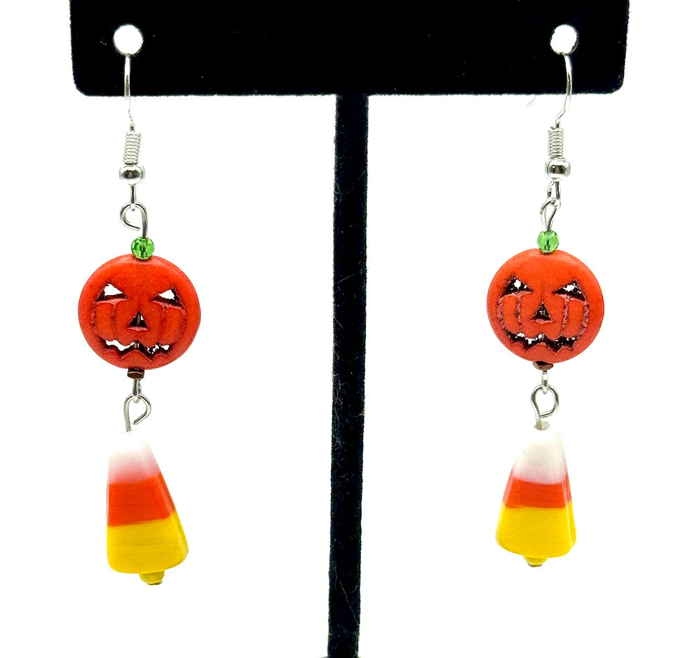 Thumbnail: Pumpkin, Candy Corn, Silver, Copper, Dangle, Earrings