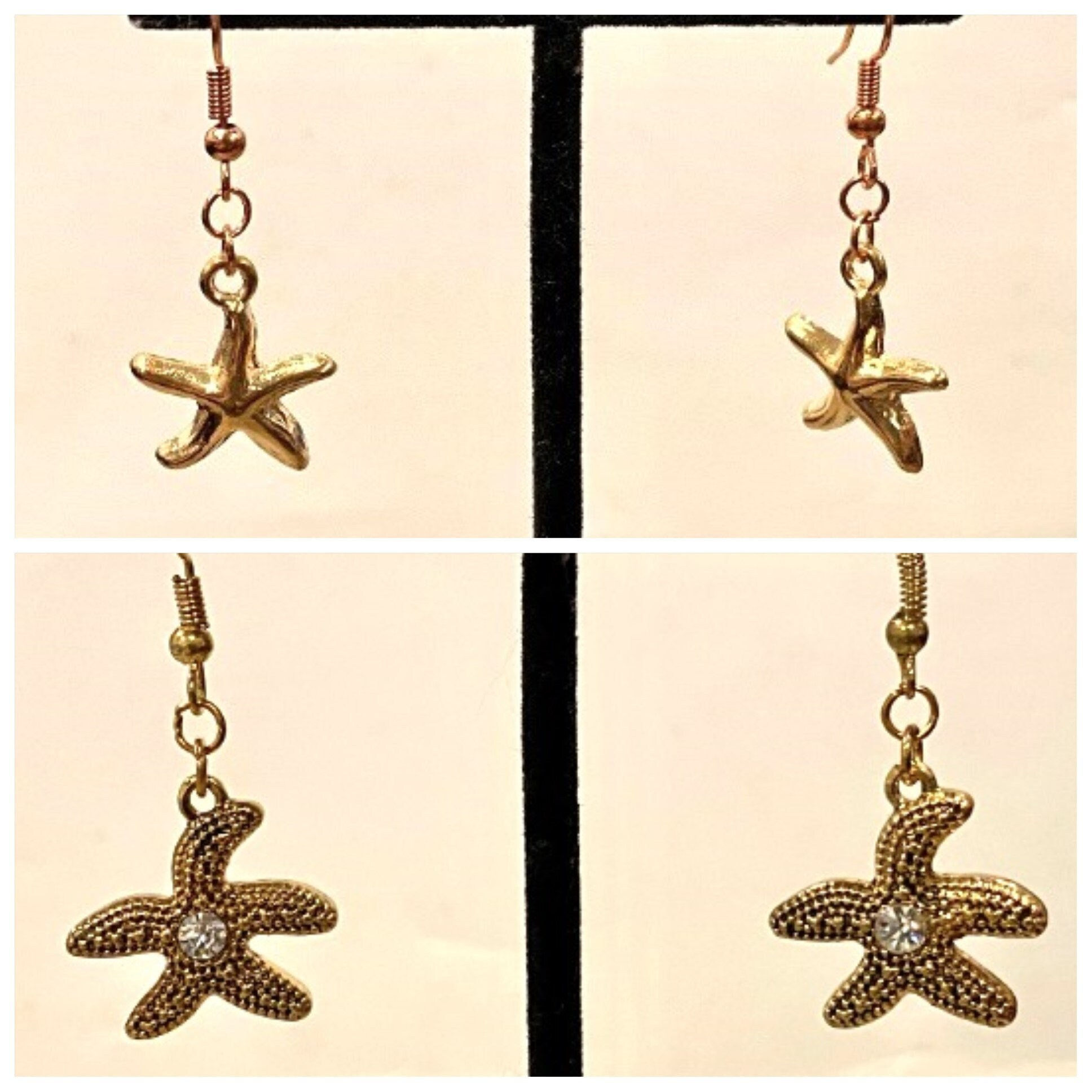 Rose Gold, Gold, Star Fish, Starfish, Dangle, Earrings