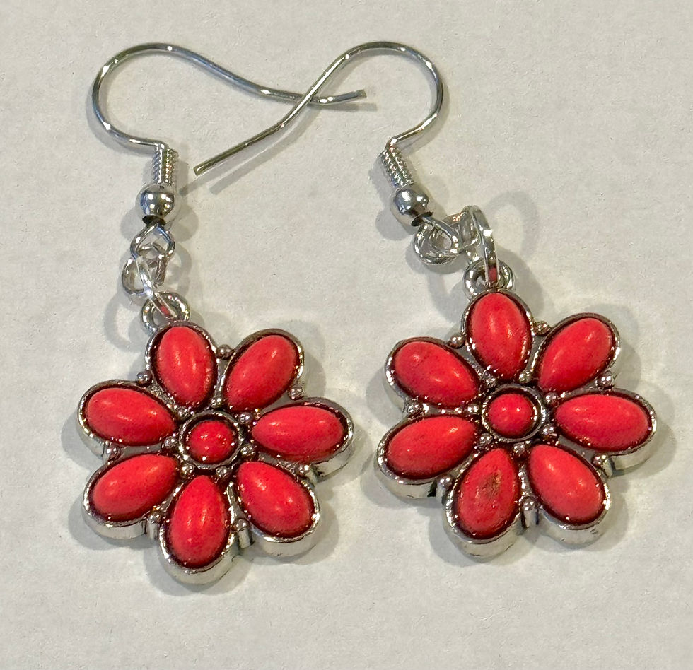 Thumbnail: Silver, Flower, Blue, White, Pink, Dangle, Earrings