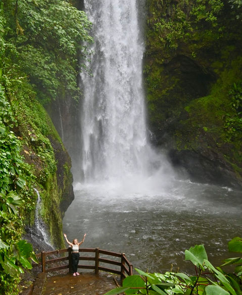 Hidden waterfall in Costa Rica rainforest jungle