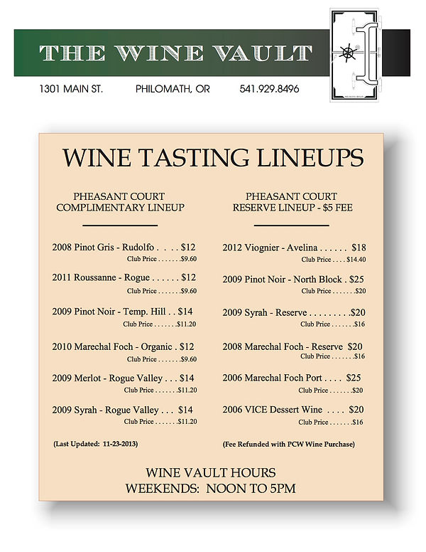 picture of an example tasting lineup