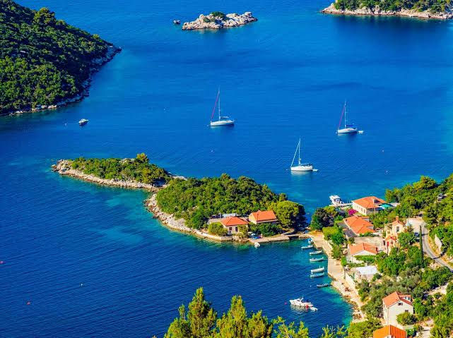 Luxury yacht anchored in the peaceful waters of Mljet National Park