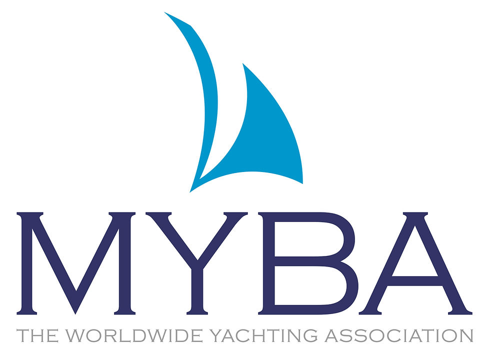Luxury superyachts gathered in a prestigious marina representing MYBA and the global yachting industry