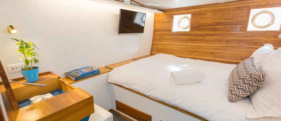 Interior of a luxury gulet for charter in Greece