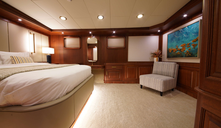 Elegant main salon inside the Mare Nostrum gulet