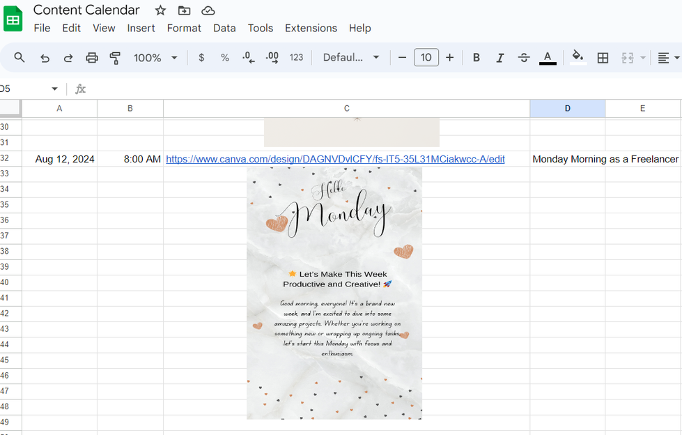Content Calendar 2